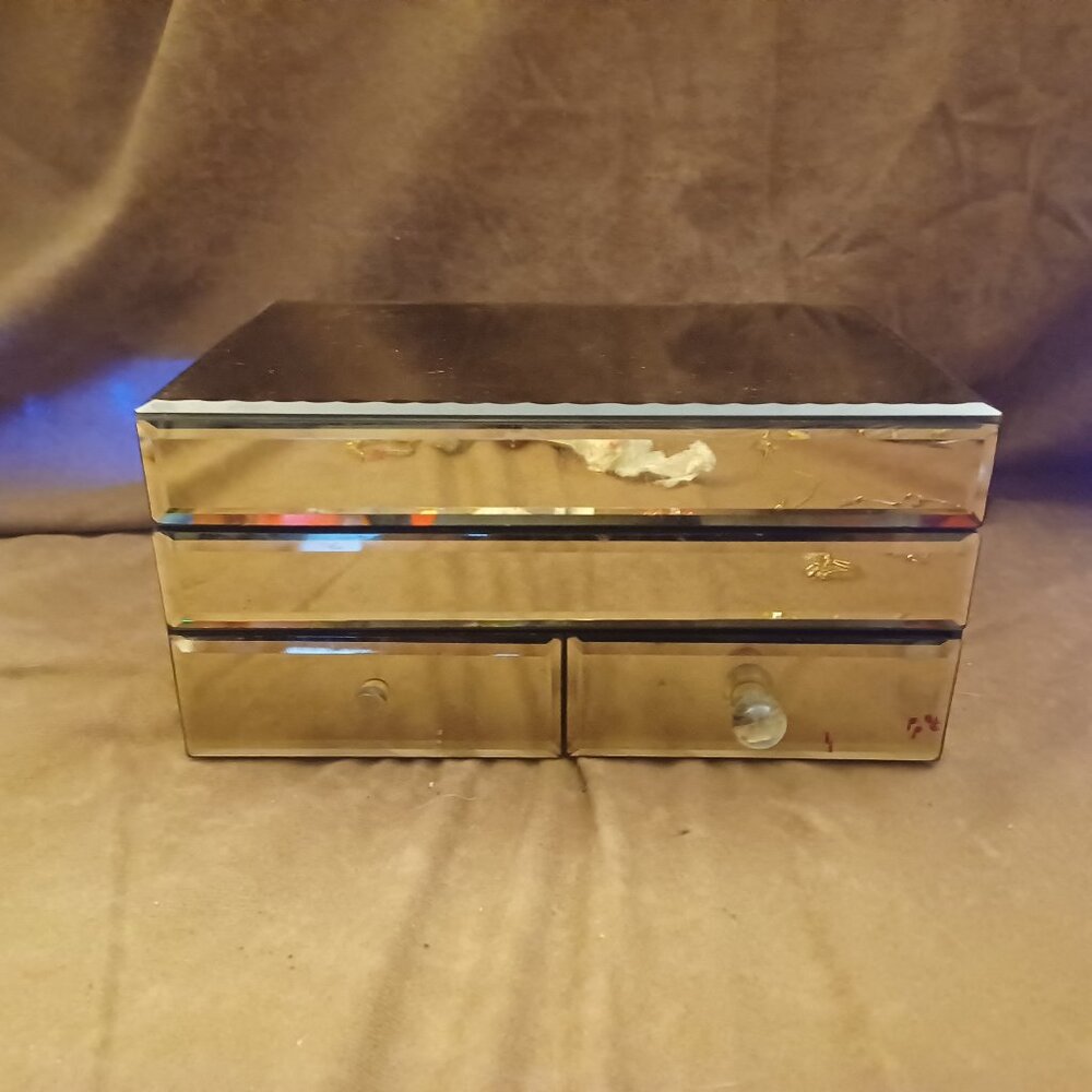 Legacy Mirrored Glass 3-Drawer Jewelry Box Storage Box